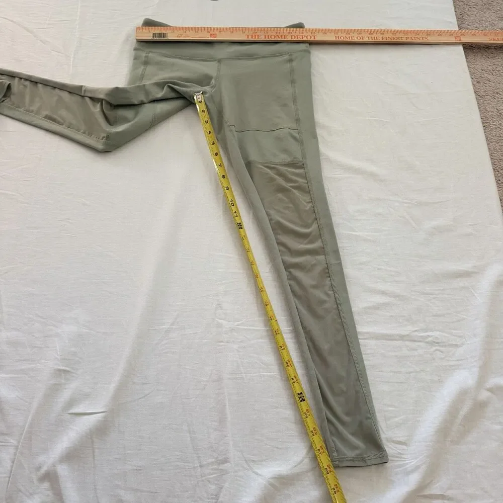 Alo Yoga Airbrush Mesh Panel Leggings Sage Green M High Rise Yoga Activewear